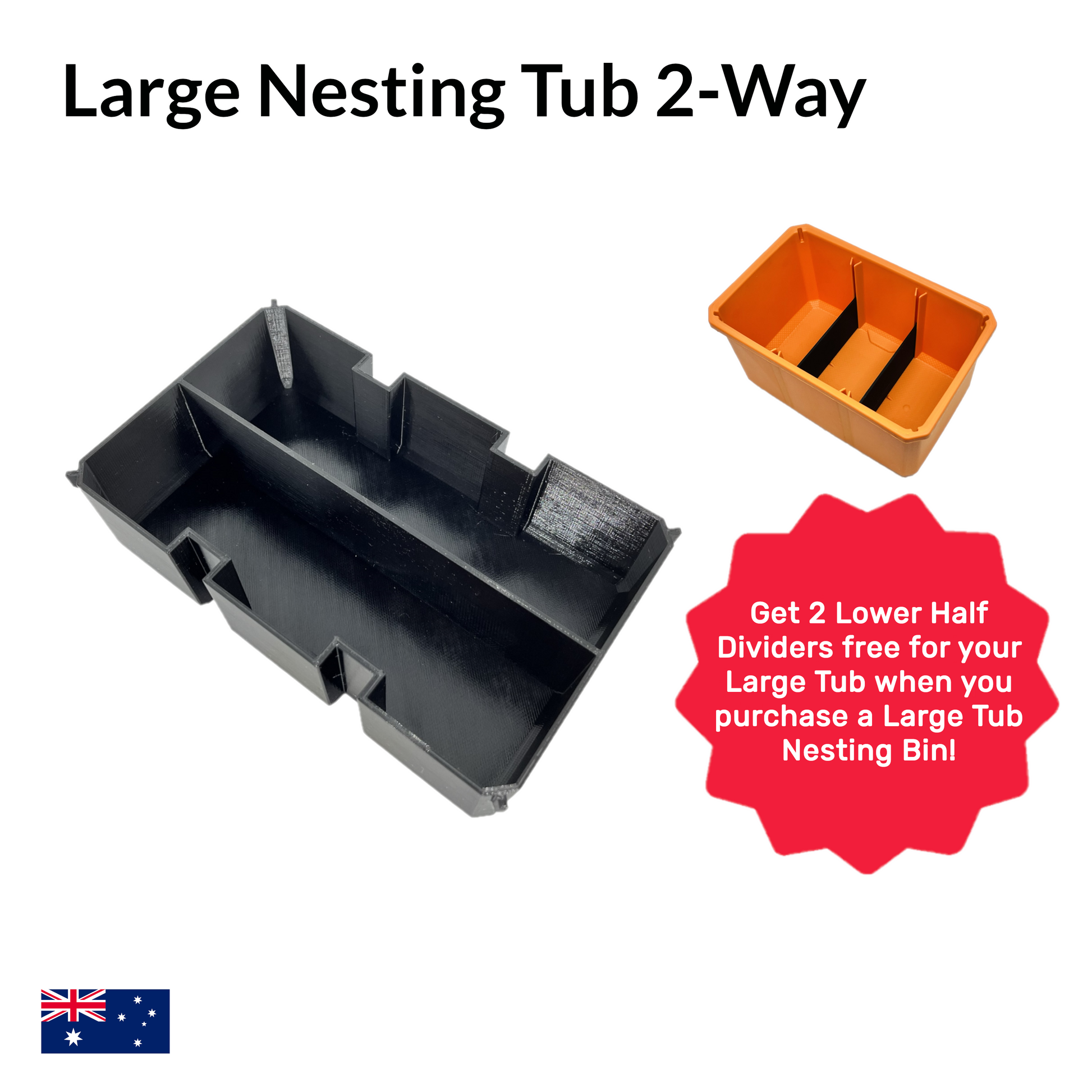 Large Half Height Divider Nesting Bins for AEG-PROCTO Black