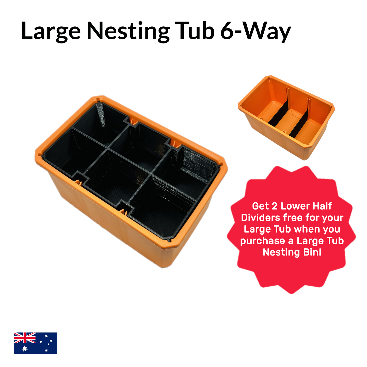 Large Half Height Divider Nesting Bins for AEG-PROCTO Black 6-Way