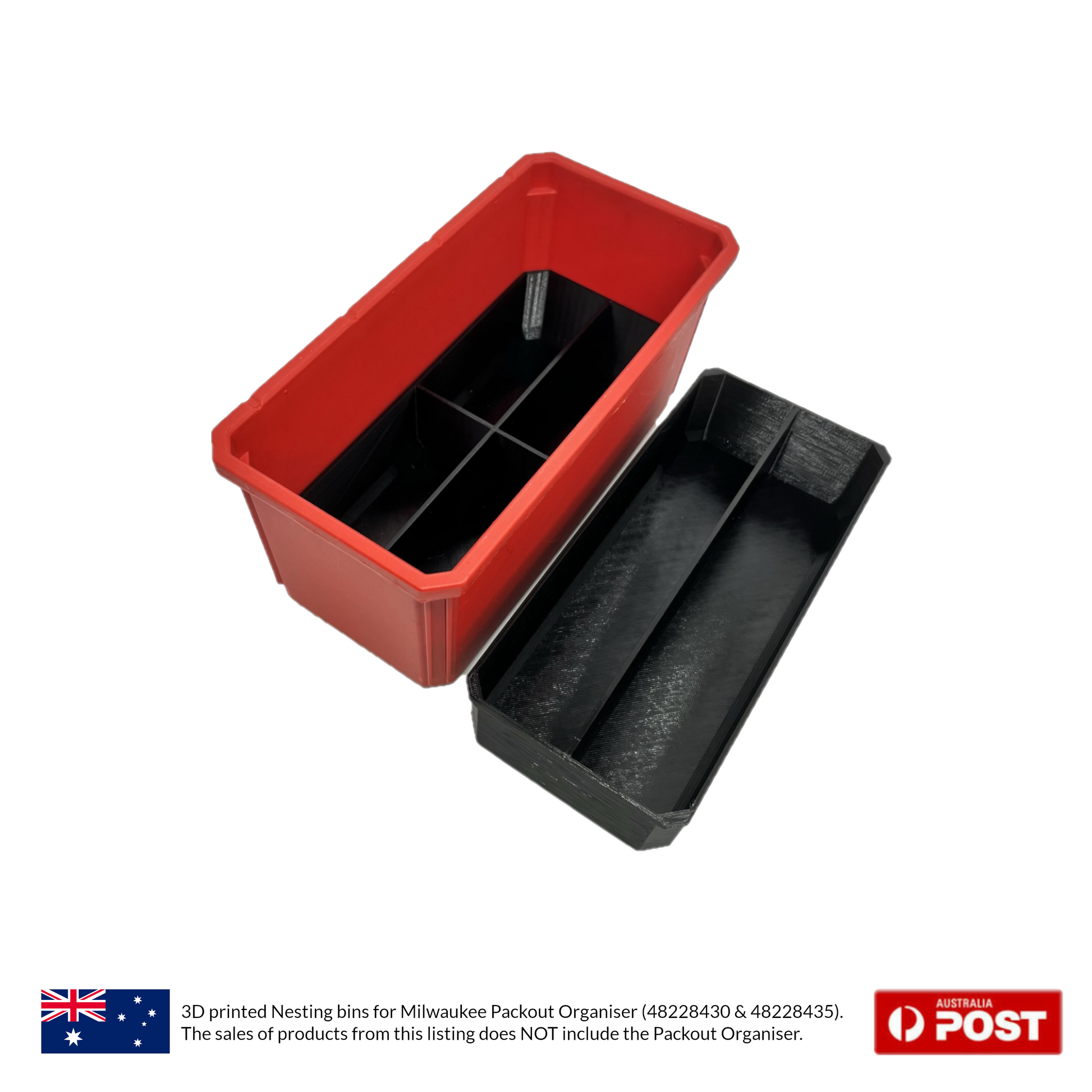 Long Nesting Insert Tray Bins for Milwaukee Packout Top and Bottom