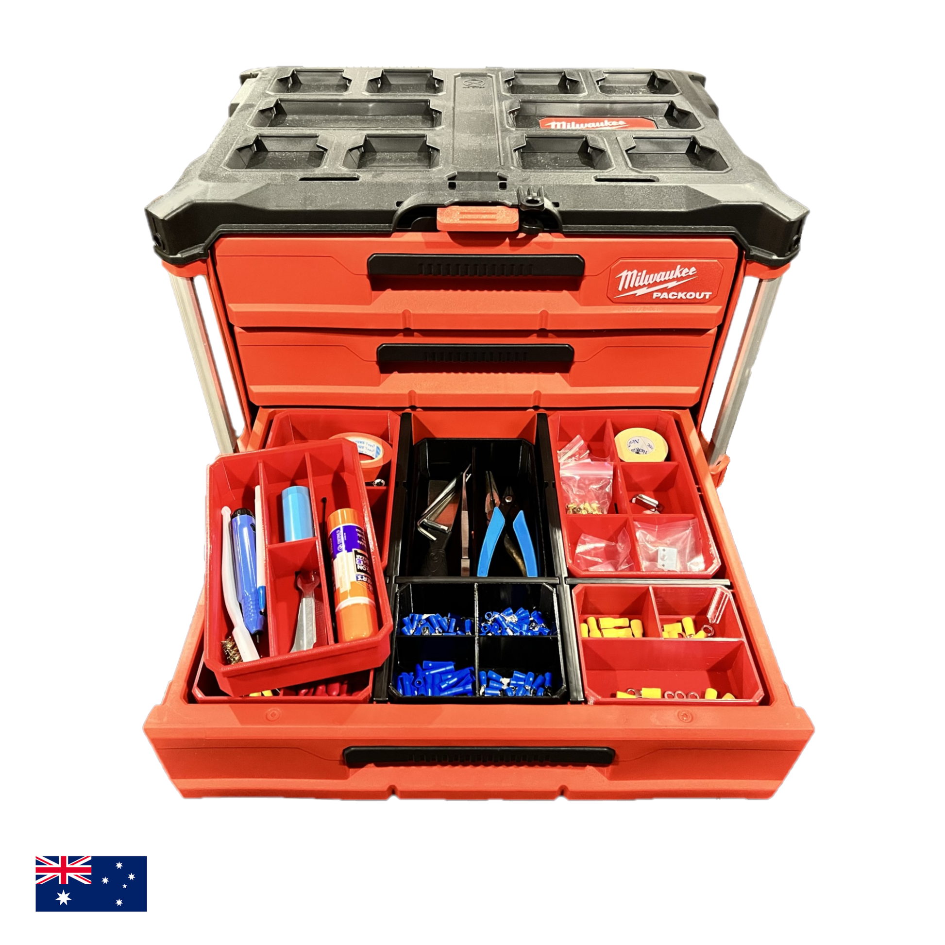 Half Height Long Nesting Divider Bins for Milwaukee 3-Drawer Tool Box